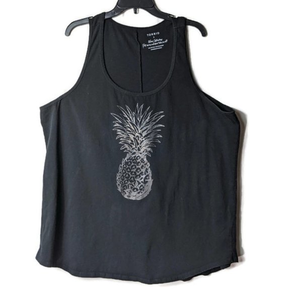 torrid Tops - Torrid Black Metallic Pineapple Tank